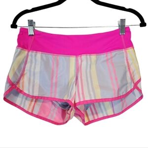 Lululemon Speed Shorts Pink Parfait Stripe Lined Running Shorts Workout Gym 4